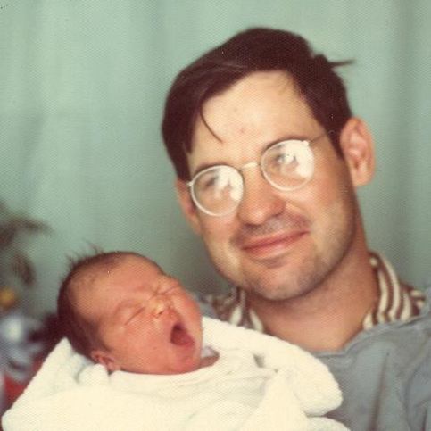 First picture of Chris with baby Simon in 1977
