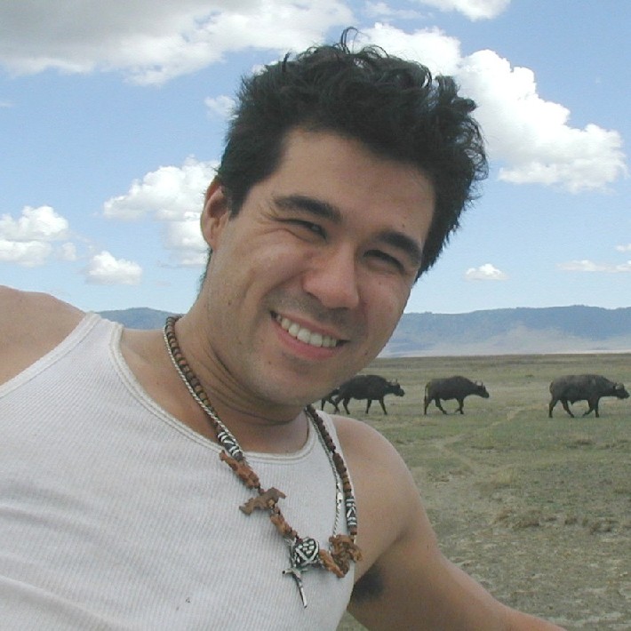 Simon on safari in Africa / January 2002