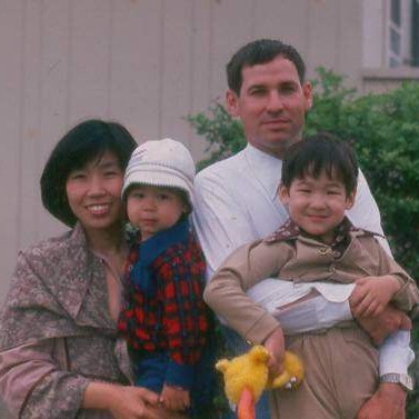 Family outside the house in 1978 at FLW