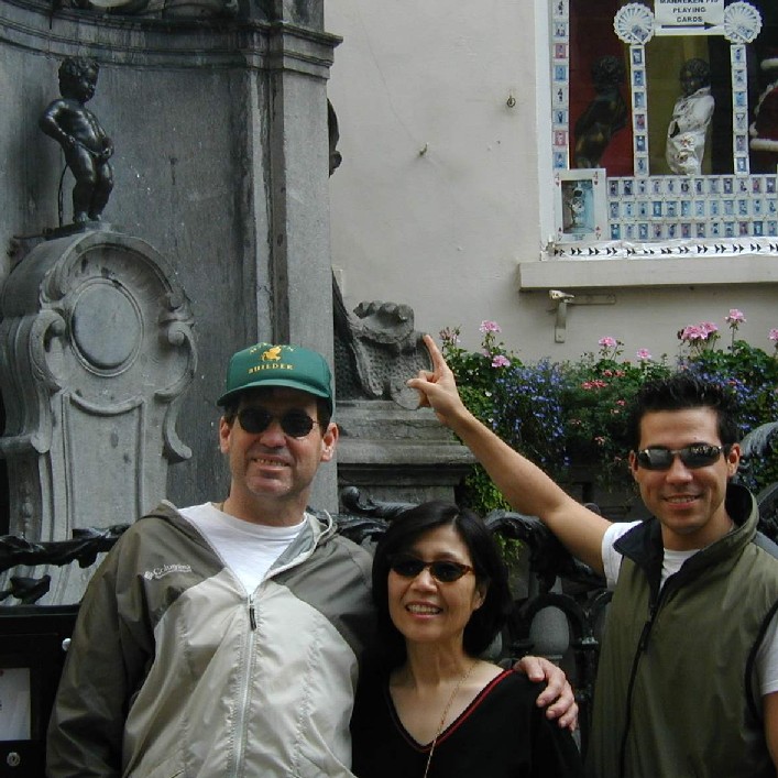 Chris, Kim and Simon in Brussles in 2002