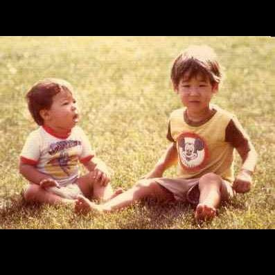 Simon & Zachary on the grass ~ 1978